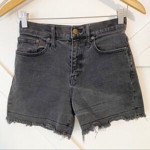 Madewell High Waisted Raw Frayed Hem Denim Shorts Faded Black Sz 24